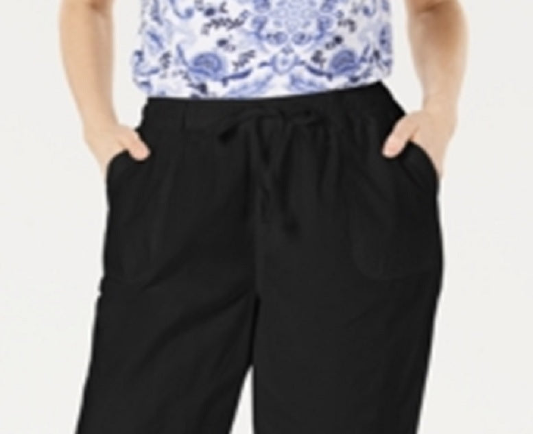 Karen Scott Women's Cotton Eyelet Chino Skimmer Shorts Black Size Petite Small