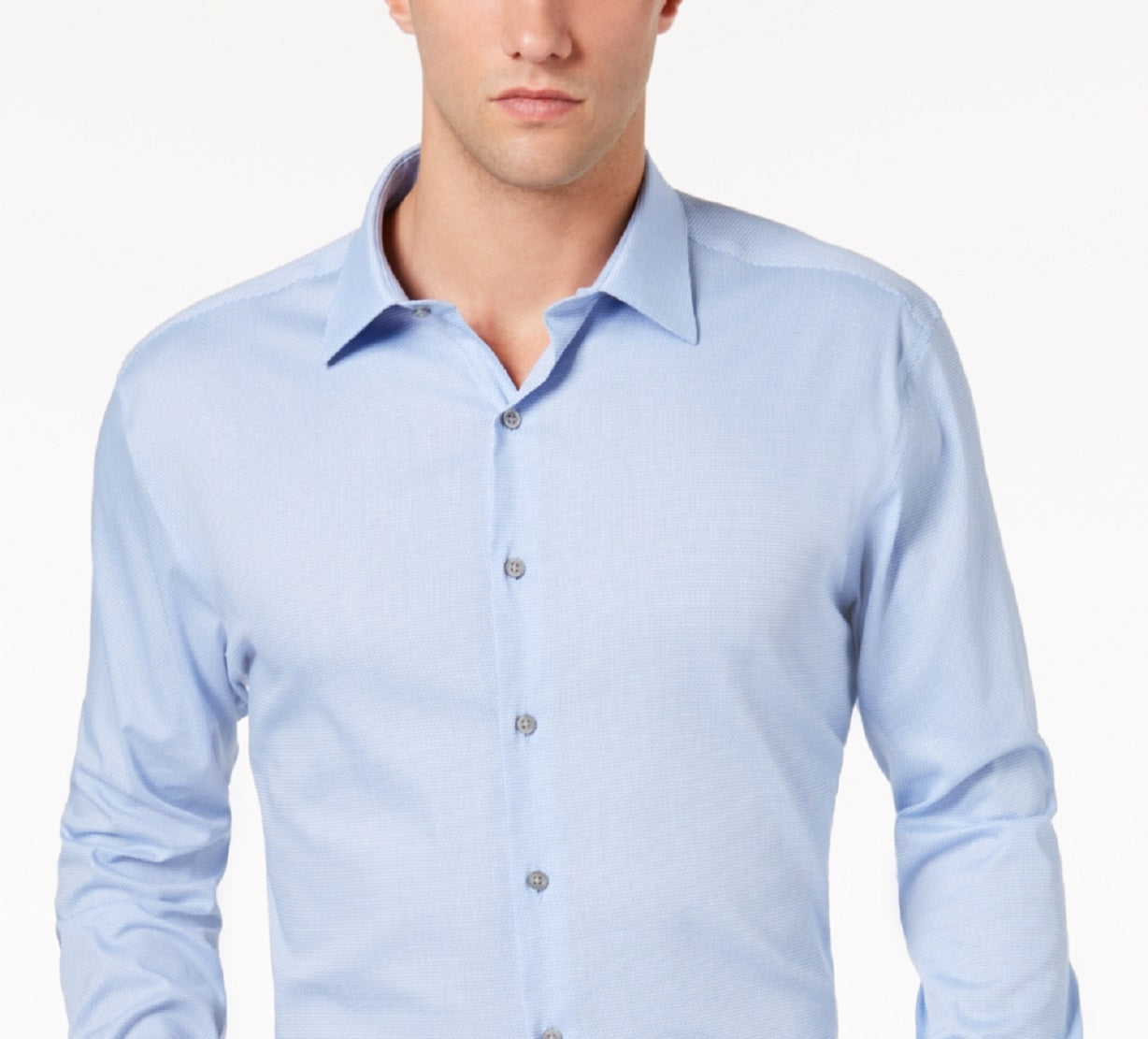 Alfani Men's Athletic Fit Performance Stretch Step Twill Textured Dress Shirt Blue Size 15X34X35