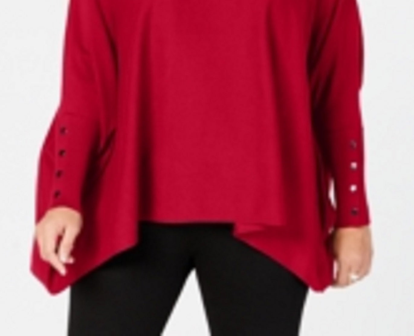 Alfani Women's Turtleneck Poncho Sweater Red Size 2X