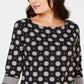 Charter Club Women's Printed Boat Neck Top Black Size Medium