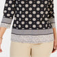 Charter Club Women's Printed Boat Neck Top Black Size Medium