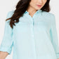 Charter Club Women's Linen Shirt Blue Size Small