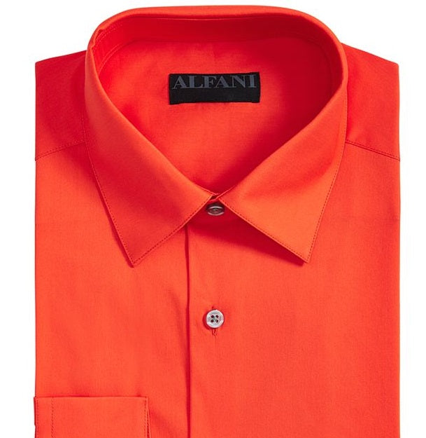 Alfani Men's Collared Dress Shirt Orange Size Large