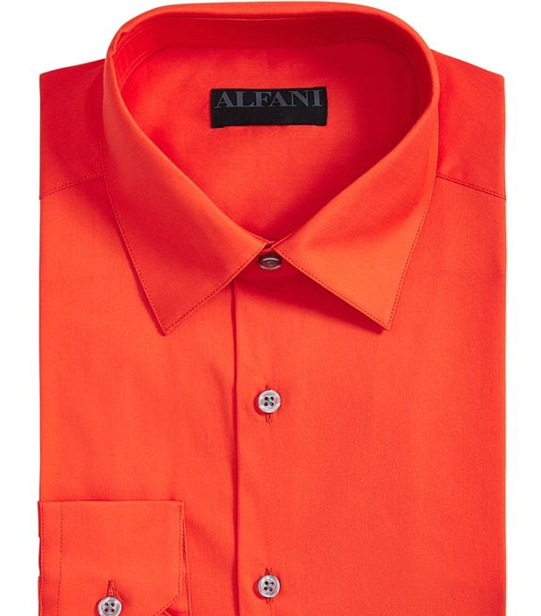 Alfani Men's Slim Fit Officewear Button Down Shirt Orange Size XL