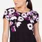 Alfani Women's Printed Round-Hem T-Shirt Black Size Petite S