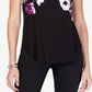 Alfani Women's Printed Round-Hem T-Shirt Black Size Petite S