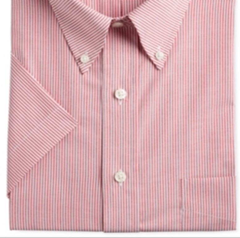 Club Room Men's Button Down Pinstriped Performance Shirt Red Size 18