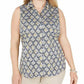 Charter Club Women's Floral Sleeveless Button Up Top Yellow Size 10 Petite