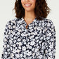 Charter Club Women's Floral 3/4 Sleeve Blouse Top Blue Size Medium