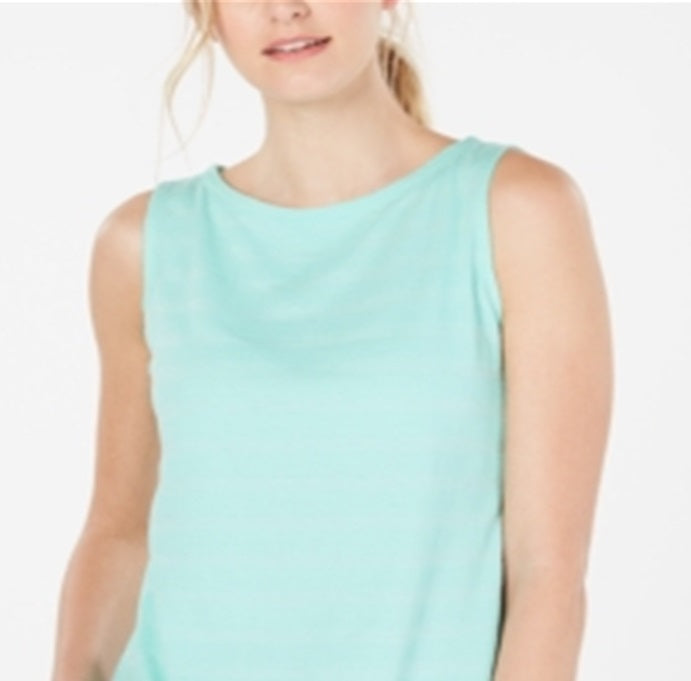 Charter Club Women's Textured Cotton Tank Top Blue Size Large