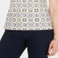 Charter Club Women's Printed Polo Top Yellow Size Small