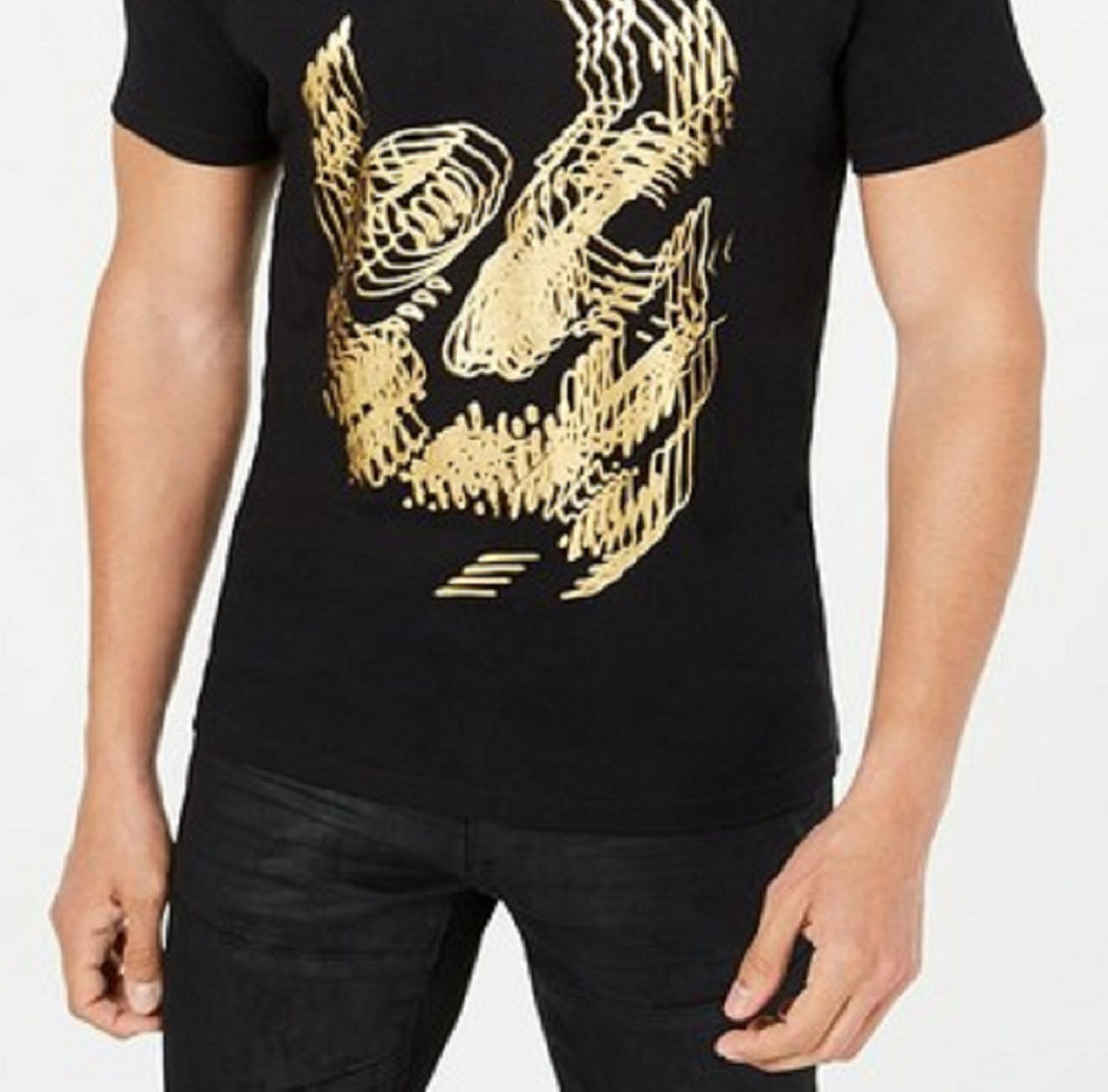 INC International Concepts Men's Foil Skull T-Shirt Black Size Medium