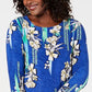 JM Collection Women's 3/4 Sleeve Printed Jacquard Top Blue Size Medium