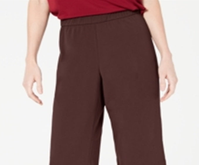 Alfani Women's Pull on Wide Leg Cropped Pants Brown Size Medium