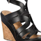 Material Girl Women's Betssy Leather Open Toe Casual Platform Sandals Black Size 7 M