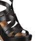 Material Girl Women's Betssy Leather Open Toe Casual Platform Sandals Black Size 7 M
