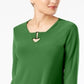 Alfani Women's Buckle Detail Tunic Green Size Petite