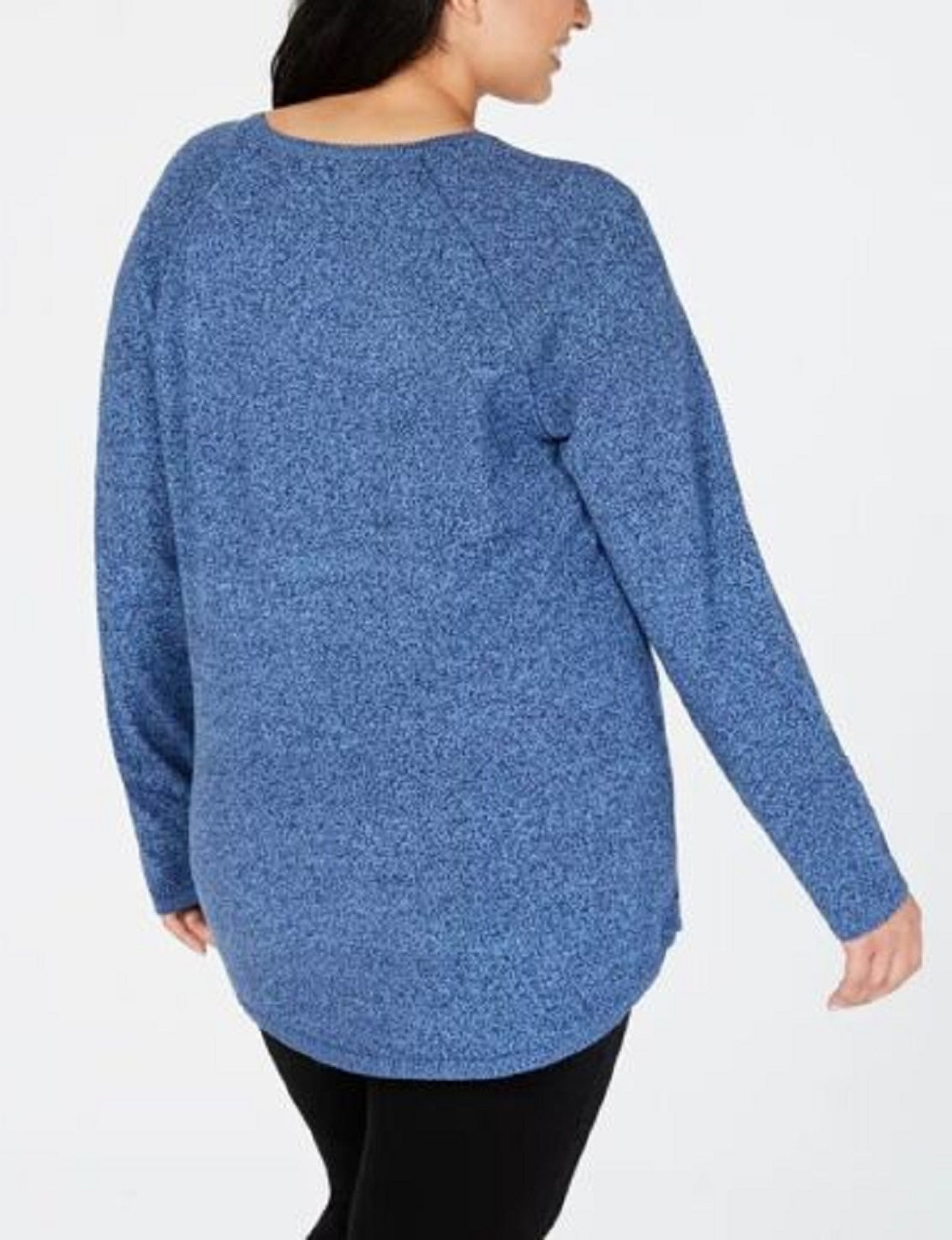 Karen Scott Women's Plus Curved Hem Pullover Sweater Blue Size 0X