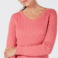 Karen Scott Women's Solid Cable Knit V Neck Sweater Pink Size XX-Large
