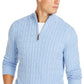 Club Room Men's Qurter Zip Pullover Cable Knit Sweater Blue Size Small