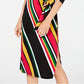 INC International Concepts Women's Belted Striped 3/4 Sleeve V Neck MIDI Sheath Dress Pink Size Large