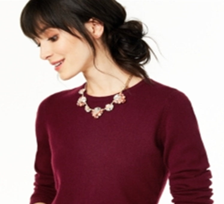 Charter Club Women's Crew Neck Cashmere Sweater Red Size Petite L