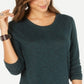 Style & Co Women's Scoop Neck Top Green Size Petite