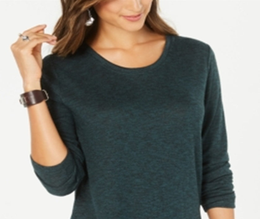Style & Co Women's Scoop Neck Top Green Size Petite