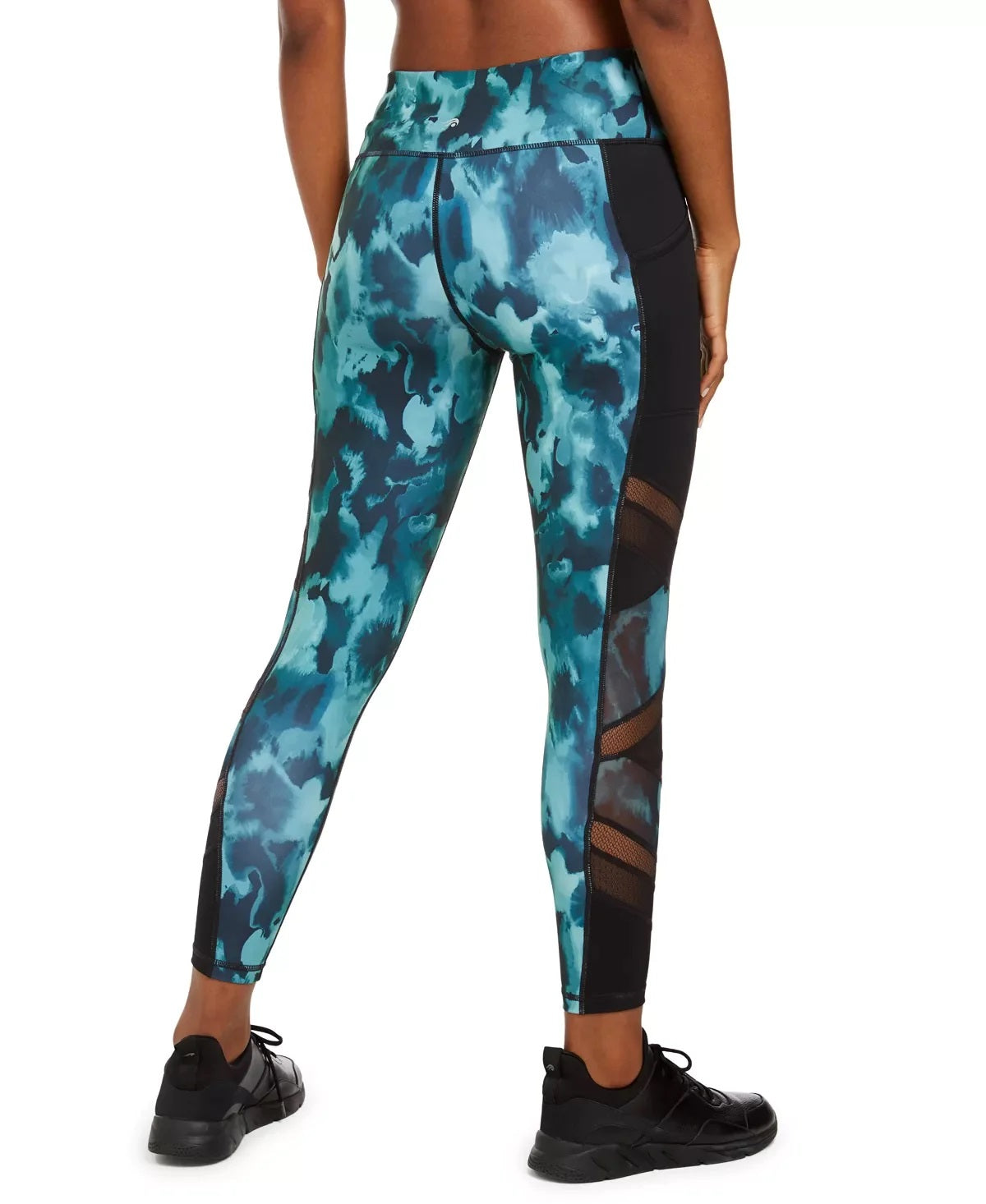 Ideology Abstract Camo Mesh-TrimLeggings Blue Size Small