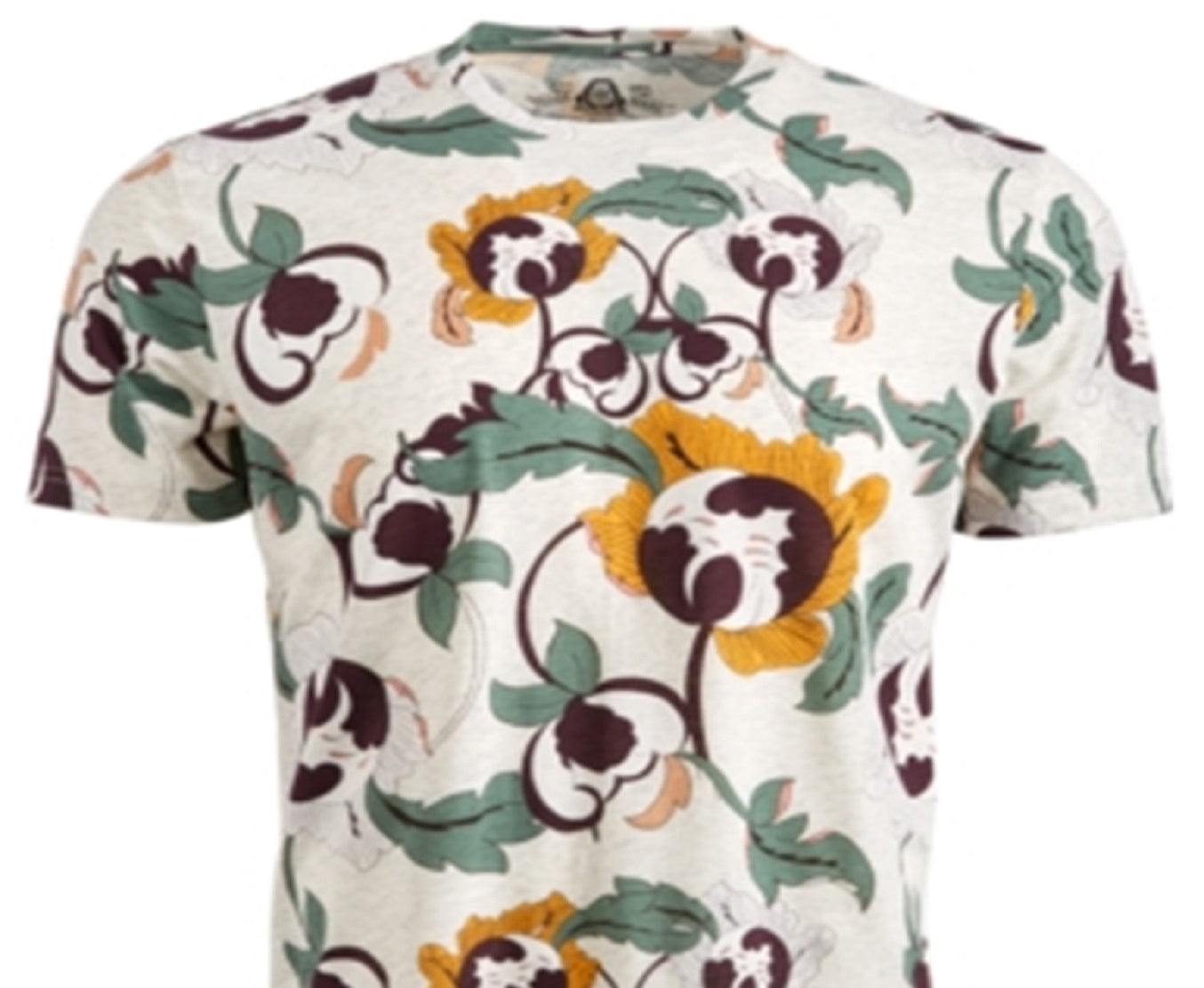 American Rag Men's Floral Print Crew Neck T-Shirt Brown Size XX-Large