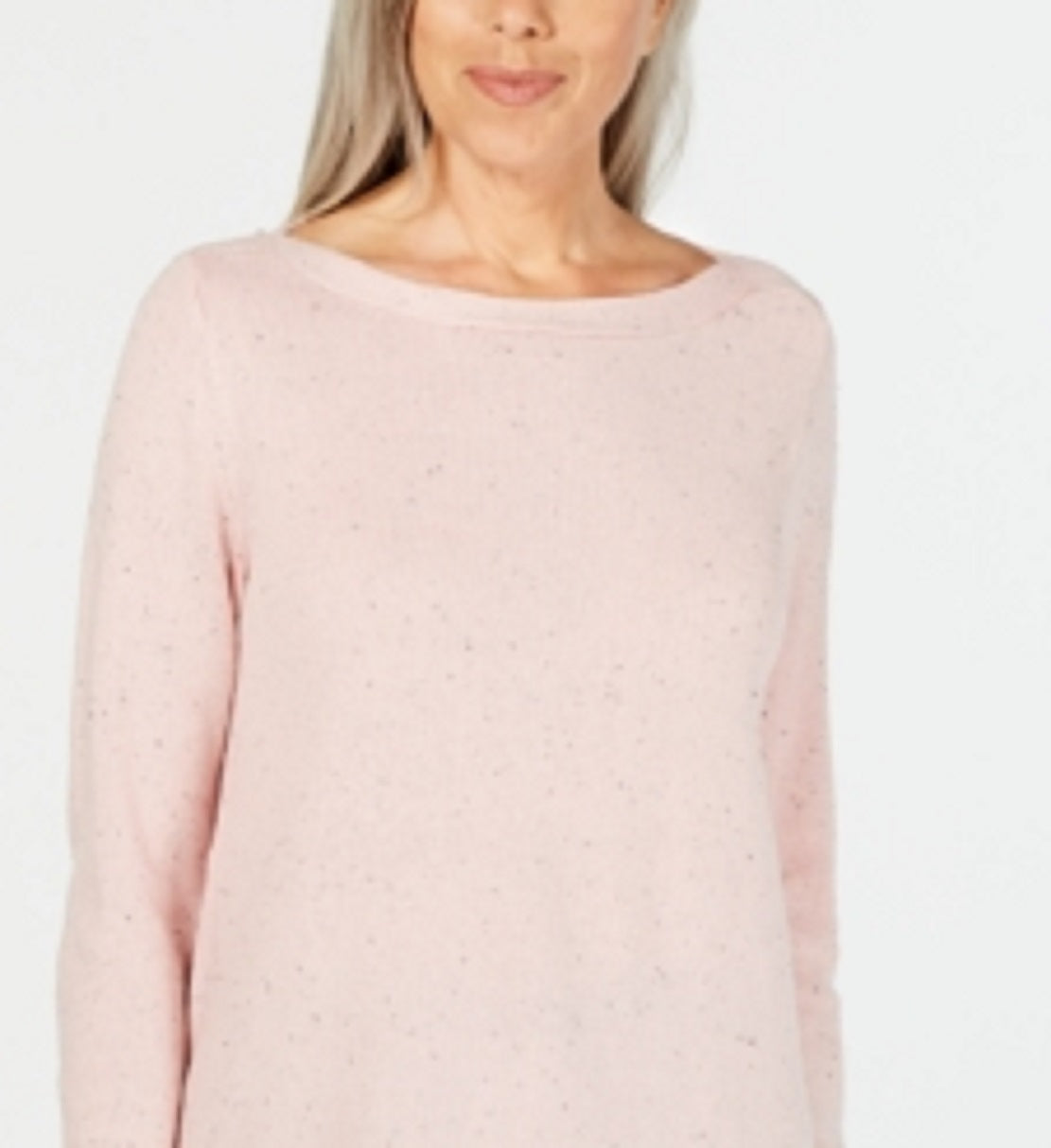 Karen Scott Women's Curved Hem Tunic Sweater Pink Size Petite