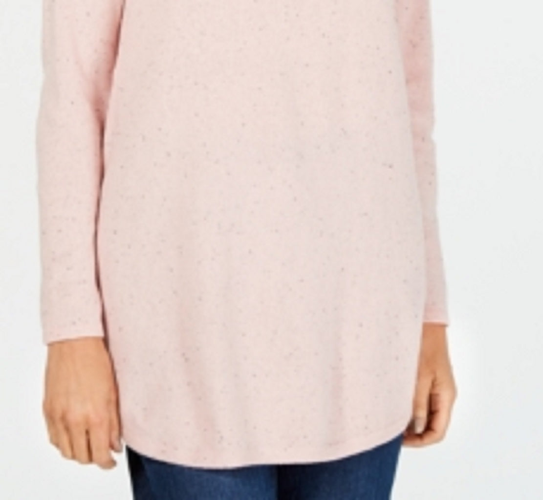 Karen Scott Women's Curved Hem Tunic Sweater Pink Size Petite