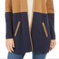 Charter Club Women's Milano Cotton Colorblocked Cardigan Blue Size Medium