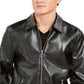 INC International Concepts Men's Wild Embossed Coach Faux Leather Jacket Black Size Small