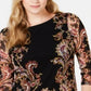 Charter Club Women's Floral Print Mesh Top Black Size Medium