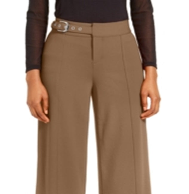 INC International Concepts Women's Solid Wide Leg Wear to Work Pants Brown Size 6