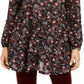 Style & Co Women's Floral Print Tiered Shirt Black SizePetite