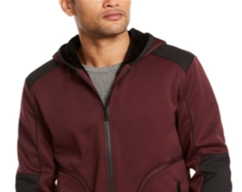 INC International Concepts Men's Hooded Warm Jacket Maroon Size Medium