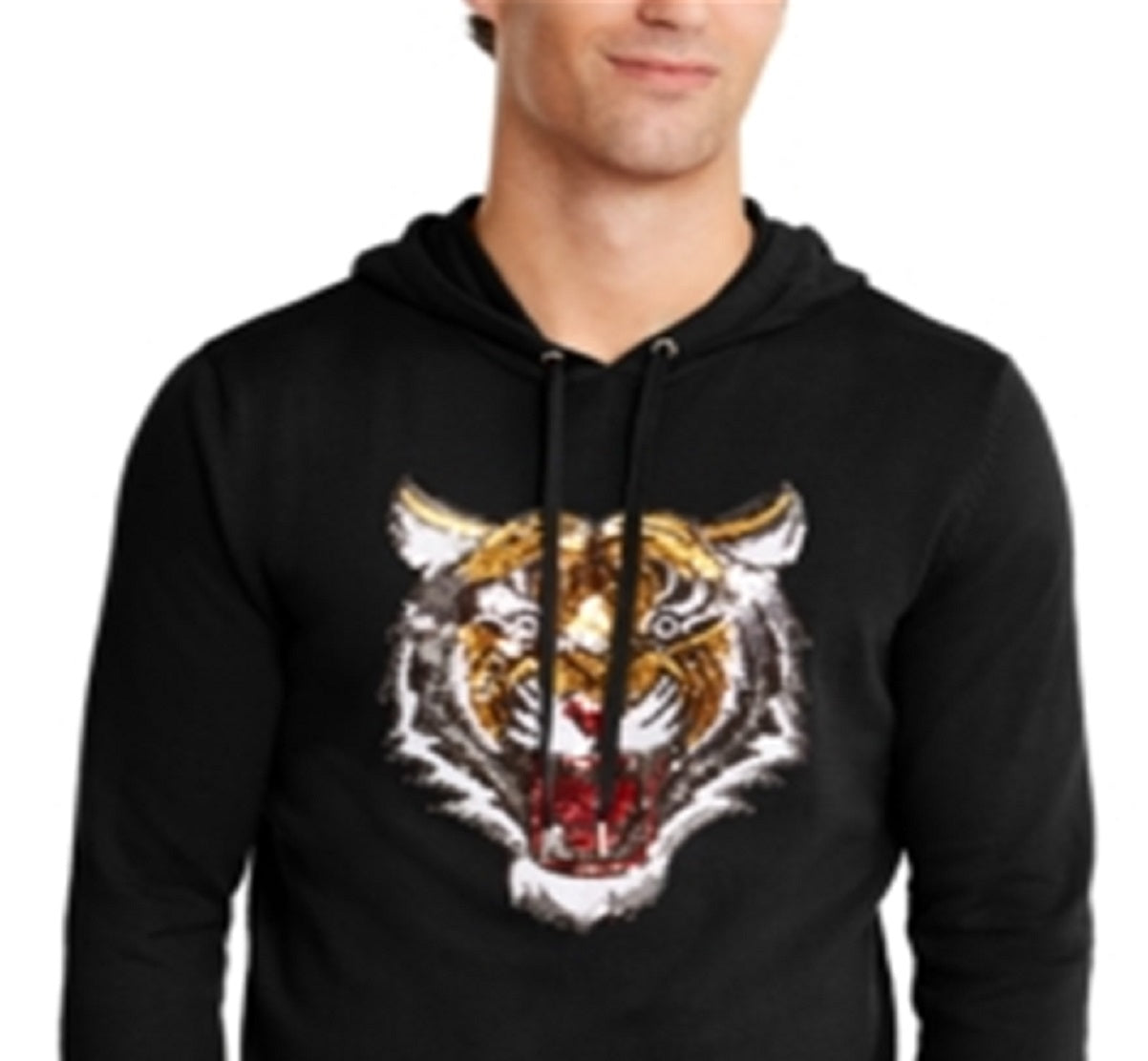 INC International Concepts Men's Rawr Hooded Sweater Black Size Large