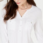 Style & Co Women's Roll Tab Popover Top White Size Petite