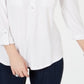 Style & Co Women's Roll Tab Popover Top White Size Petite