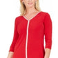 JM Collection Women's 3/4 Sleeve Above the Knee Shift Dress Red Size X-Small