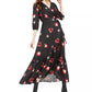 Bar III Women's Printed Jacquard Wrap Maxi Dress Black Size X-Small