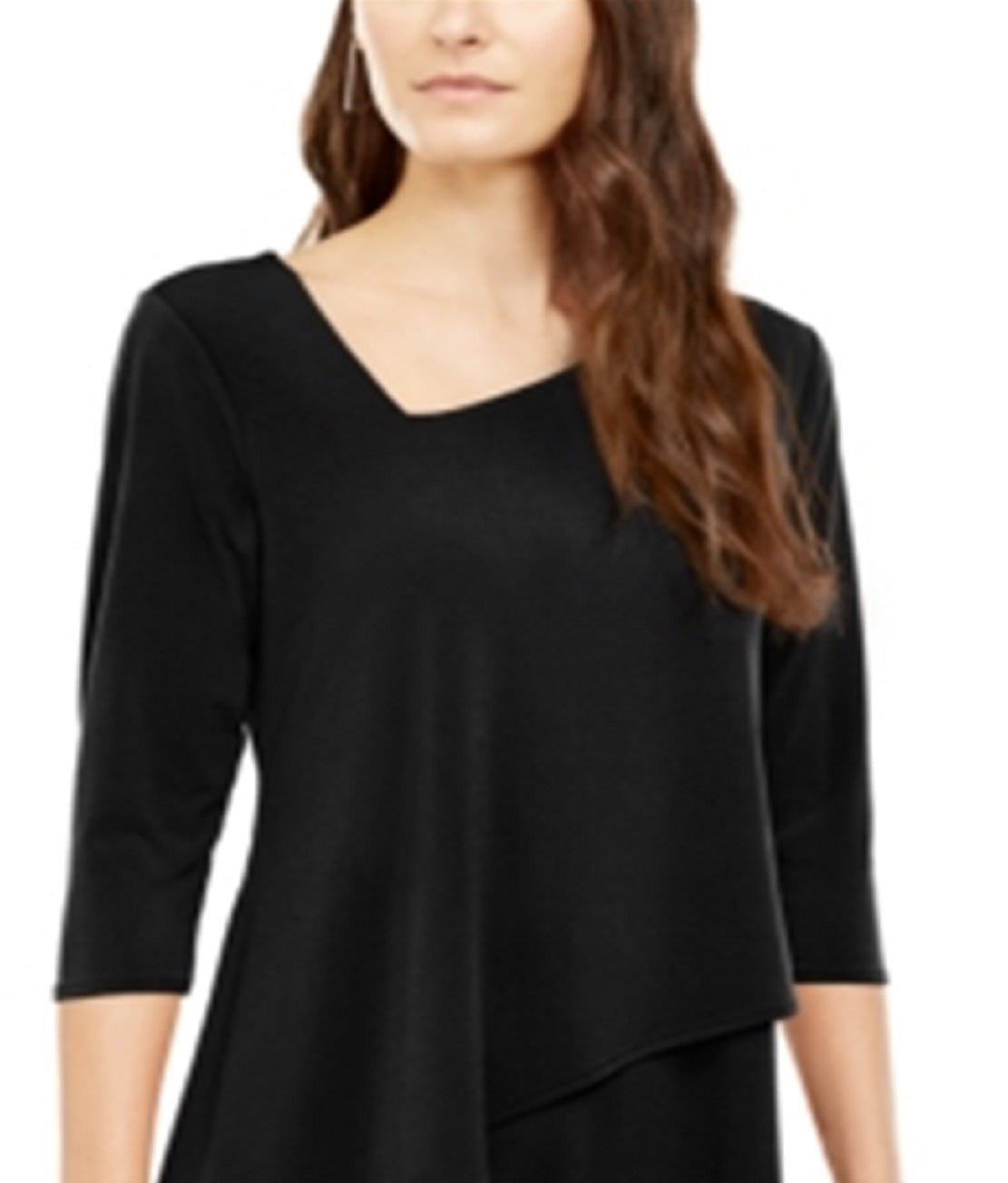 Alfani Women's Asymmetrical Envelope Hem Top Black Size Petite XL