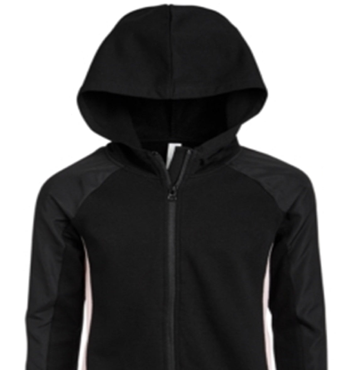 Ideology Big Girl's Pieced Zip Up Hoodie Black Size X-Large