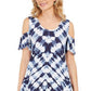 Style & Co Women's Tie Dyed Cold Shoulder Swing Dress Blue Size Petite M