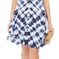 Style & Co Women's Tie Dyed Cold Shoulder Swing Dress Blue Size Petite M