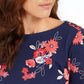 Charter Club Women's Pima Cotton Floral Print Top Blue Size XX-Large