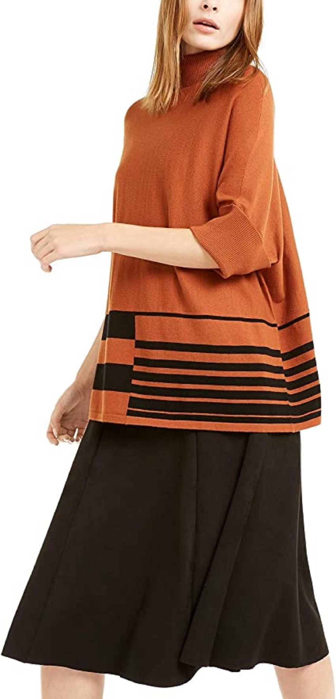 Alfani Women's Faux Suede Scuba MIDI Skirt Black Size 10
