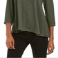 Style & Co Women's Swing Blouse Green Size Small